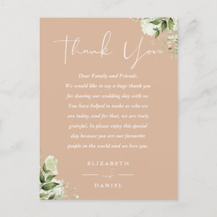 Tan Greenery Thank You Wedding Place Card