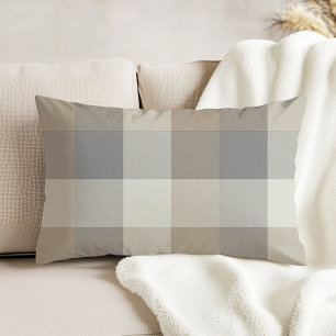 Tan, Grey, and Ivory Plaid Neutral Accent Pillow