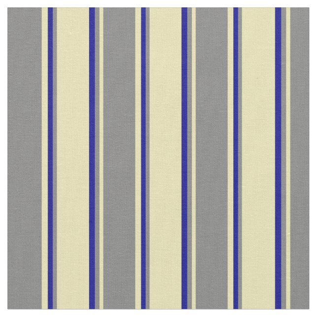 Tan, Grey & Dark Blue Coloured Pattern Fabric (Close Up)