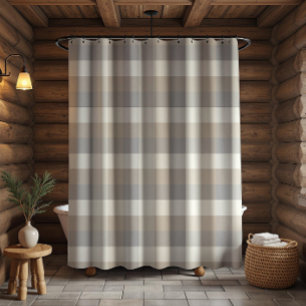 Tan Grey Ivory Neutral Rustic Plaid