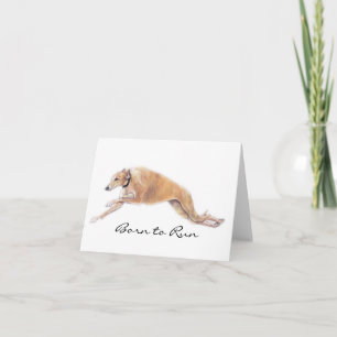 Tan Greyhound Born to Run Dog Art Note Card