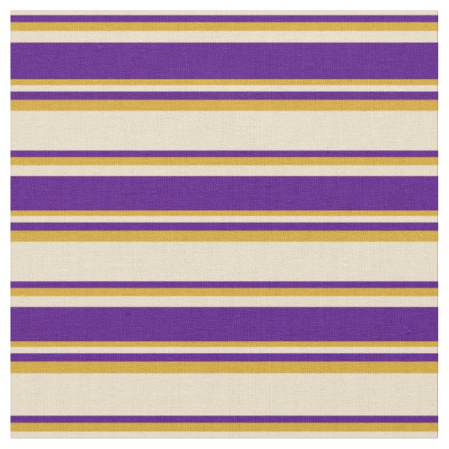 Tan, Indigo, and Goldenrod Lined/Striped Pattern Fabric (Close Up)