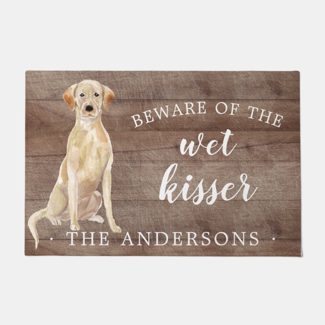 Tan Lab Dog Personalized Door Mat (Front)