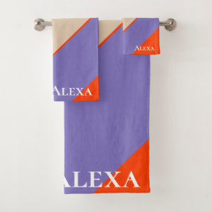 Tan, Lavender & Orange Nautical Coastal Decorative Bath Towel Set