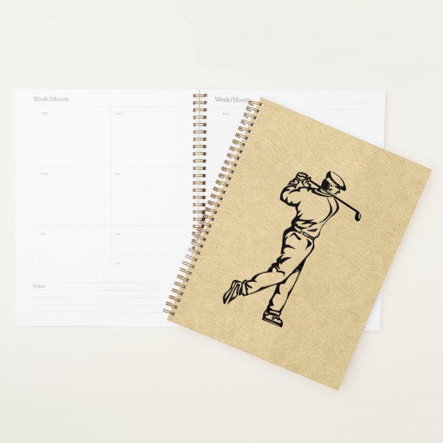 Tan Leather Look Golf Design Planner (Display)