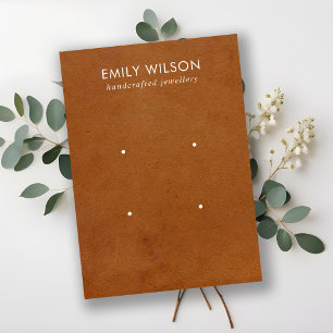 TAN LEATHER TEXTURE 2 STUD EARRING DISPLAY CARD