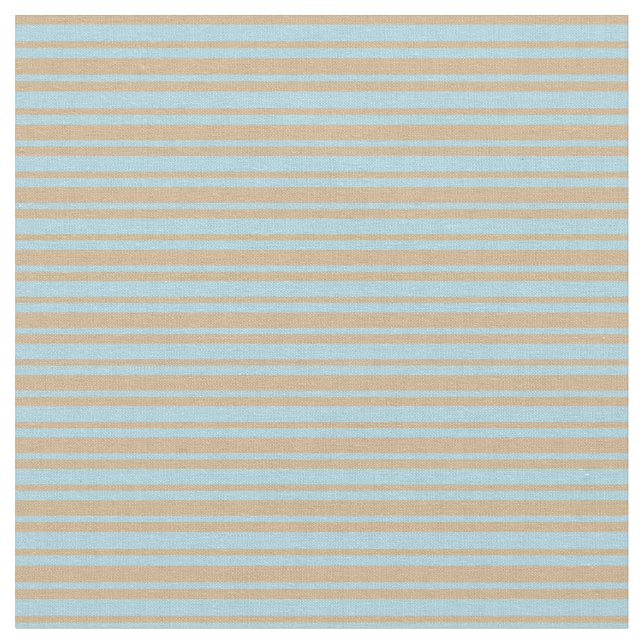 Tan & Light Blue Coloured Pattern of Stripes Fabric (Close Up)