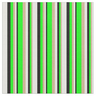 Tan, Lime, Black & White Coloured Pattern Fabric