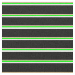 Tan, Lime, Light Cyan, and Black Coloured Lines Fabric
