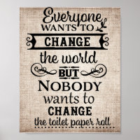 Tan Linen Look Change the Toilet Paper Bathroom