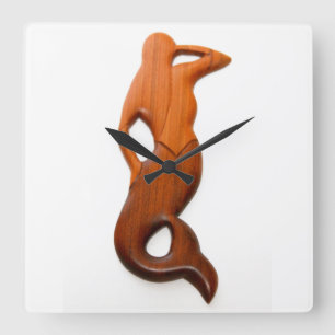 tan lookout mermaid square wall clock