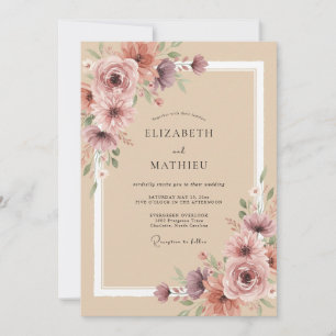 Tan Lush Botanical Wedding Invitation