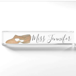 Tan Lyrical Modern Dance Shoe Teacher Instructor Nameplate