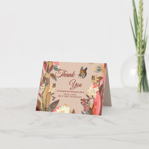 Tan - Marsala Wine & Hues of Pink Thank You Card