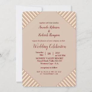 Tan - Marsala Wine , Hues of Pink Wedding Invitation