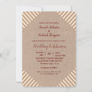 Tan - Marsala Wine , Hues of Pink Wedding Invitation