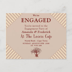 Tan - Marsala Wine & Modern Engagement Invitation Postcard