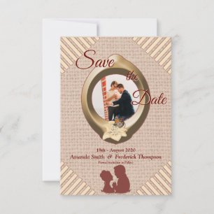 Tan - Marsala Wine Textured Save the Date