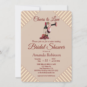 Tan - Marsala-wine tone stripes Invitation