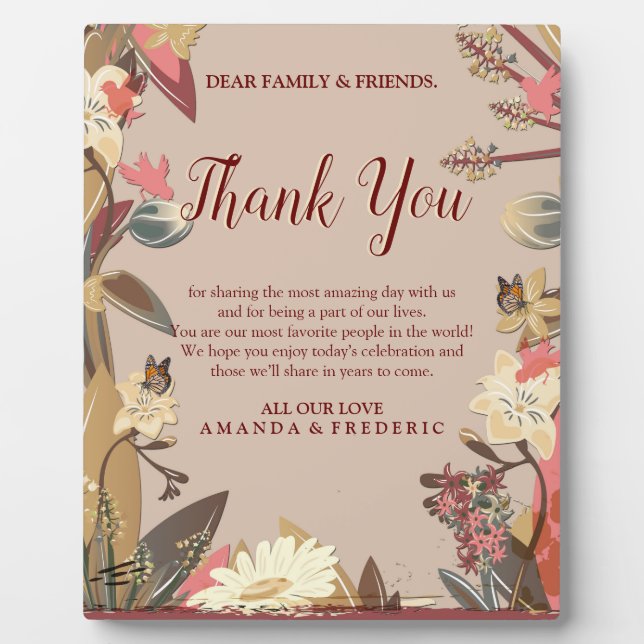 Tan - Marsala Wine &  twist of Hues of Pink Plaque (Front)