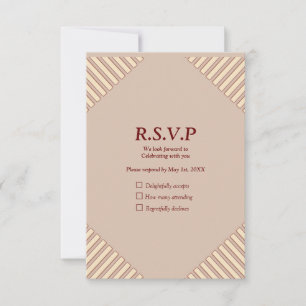 Tan - Marsala Wine &  twist of Hues of Pink RSVP Card