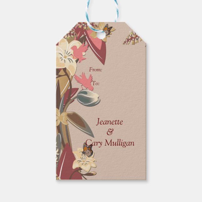 Tan -Marsala Wine & twist of Pink Gift Tag (Front)