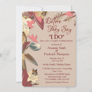 Tan,Marsala Wine - twist of Pink Wedding Shower Invitation