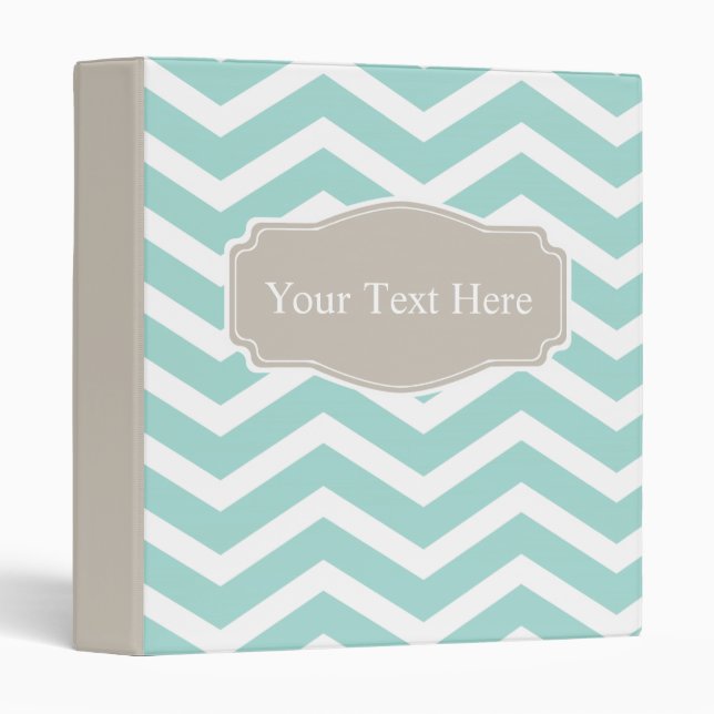 Tan Mint Teal Chevron Custom Binder (Front/Spine)