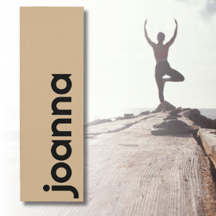 Tan Modern Name Stylish Simple Yoga Mat