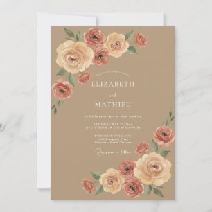 Tan Natural Bohemian Wedding Invitation