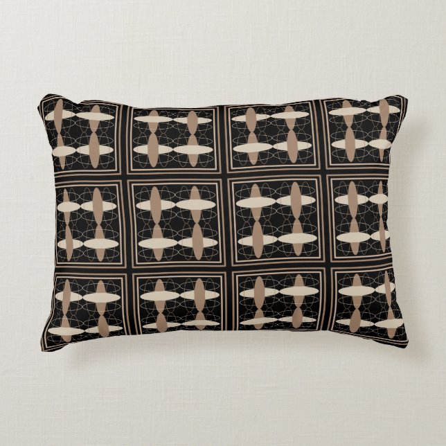 Tan on Black  Accent Pillow (Front)