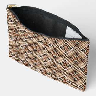 Tan on Black Geometric Shapes Accessory Pouch