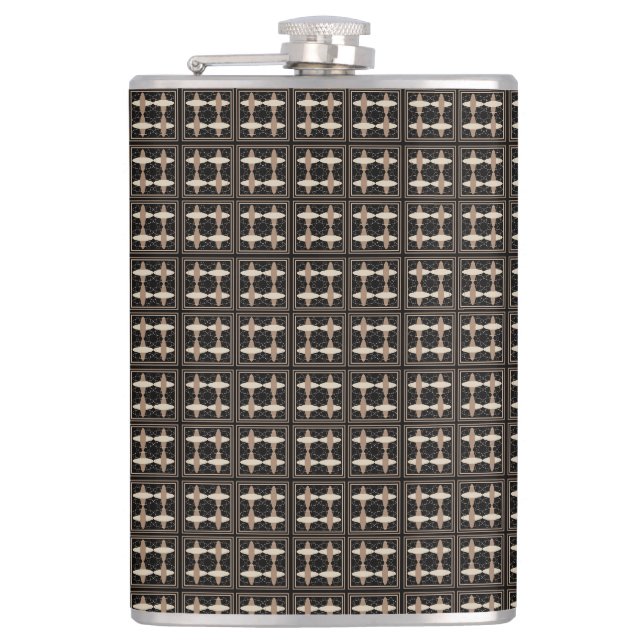Tan on Black Hip Flask (Front)