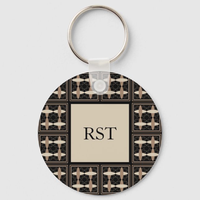 Tan on Black  Keychain (Front)