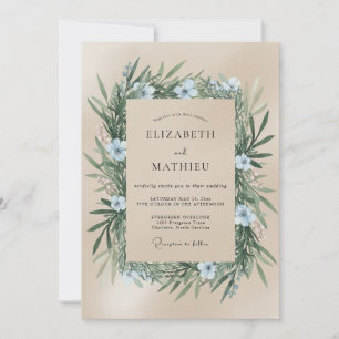 Tan Organic Mediterranean Wedding Invitation