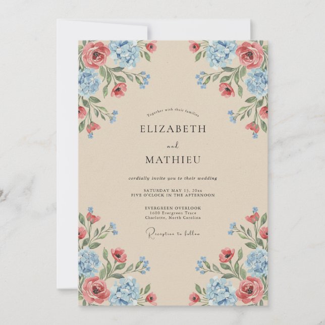 Tan Painterly Countryside Wedding Invitation (Front)