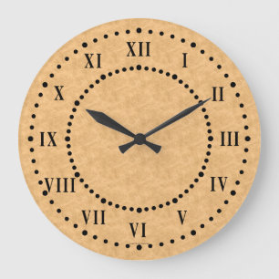 Tan Parchment Look Numéros romains Horloge murale