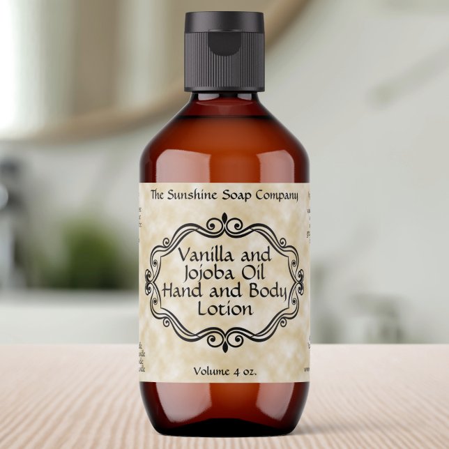 Tan parchment paper vintage frame cosmetic label (Creator Uploaded)