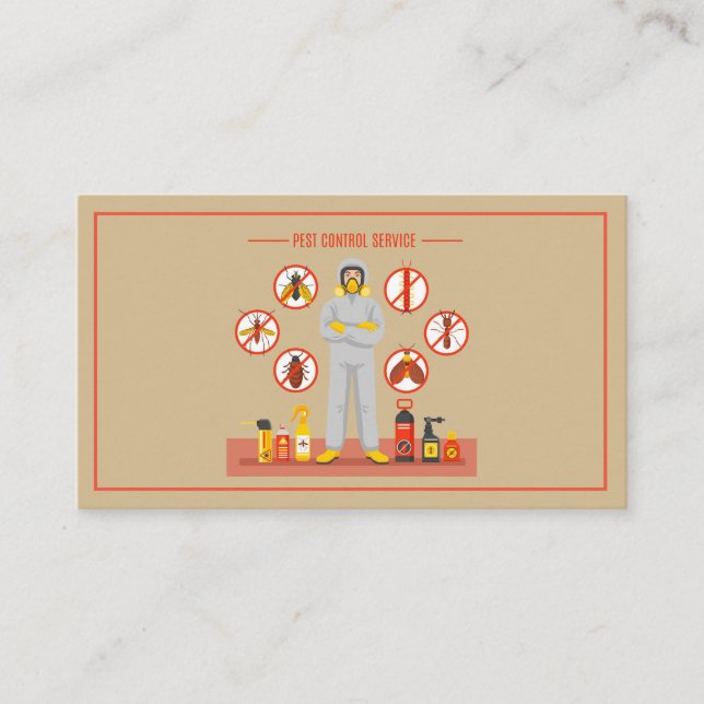Tan Pest Control Exterminator Service Business Card (Front)