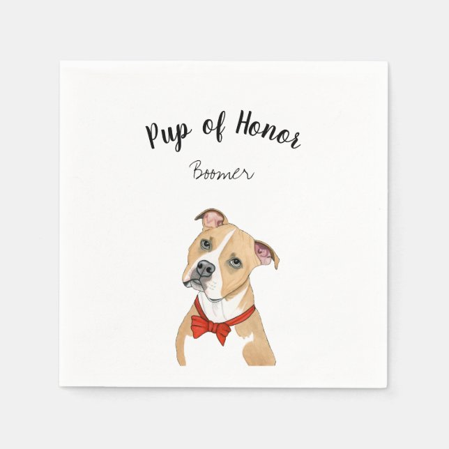 Tan Pitbull Cocktail Napkins (Front)