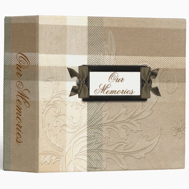 Tan Plaid Scrapbook Binder (Front/Spine)