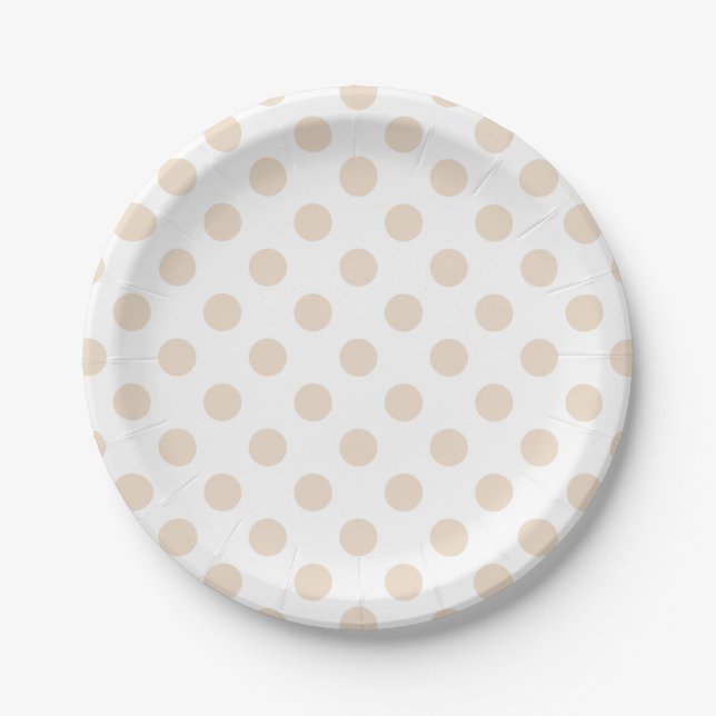 Tan polka dots paper plate (Front)