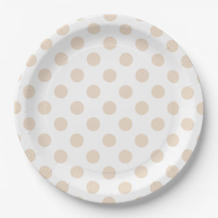 Tan polka dots paper plate
