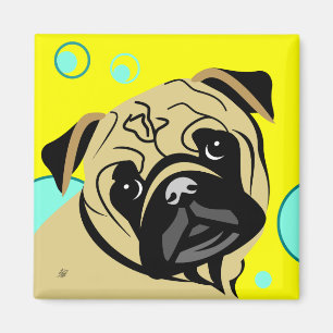 Tan Pug Dog Magnet