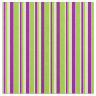 Tan, Purple & Green Stripes/Lines Pattern Fabric