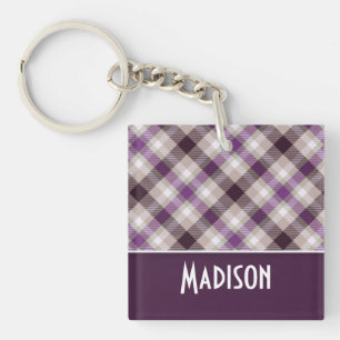 Tan & Purple Plaid Keychain
