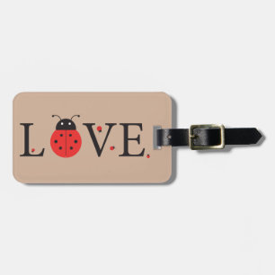Tan, Red and Black 'Love' Ladybugs Luggage Tag