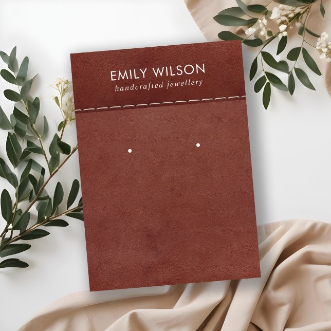 TAN RED LEATHER TEXTURE STUD EARRING DISPLAY CARD (Creator Uploaded)