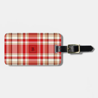 Tan & Red Plaid Luggage Tag