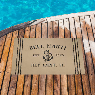 Tan   Rustic Anchor Personalized Boat Name Doormat